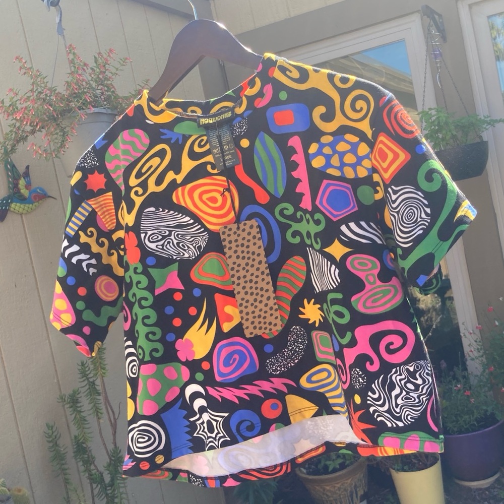 NOOWORKS Crop Top Party Mix NWT size Large colorful and fun